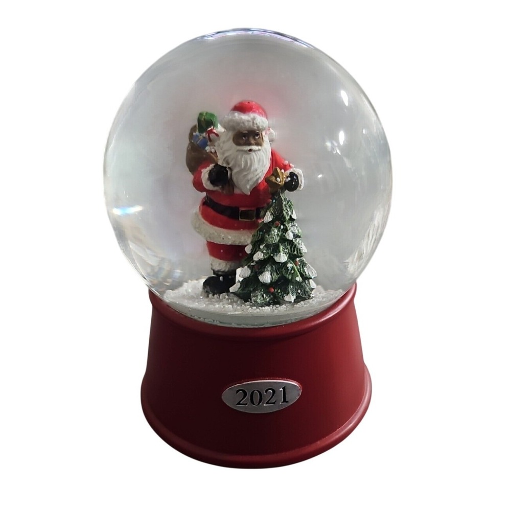2021 Black African American Santa Claus Snowglobe Musical Christmas Holiday‎
